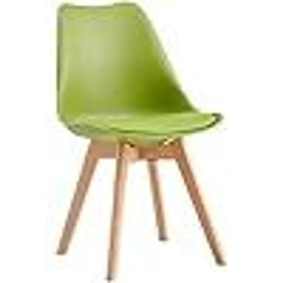 BOXED MCC DIRECT DINING CHAIR WOODEN LEGS SOFT CUSHION PAD STYLISH DELUXE RETRO LOUNGE DINING OFFICE EVA (GREEN)