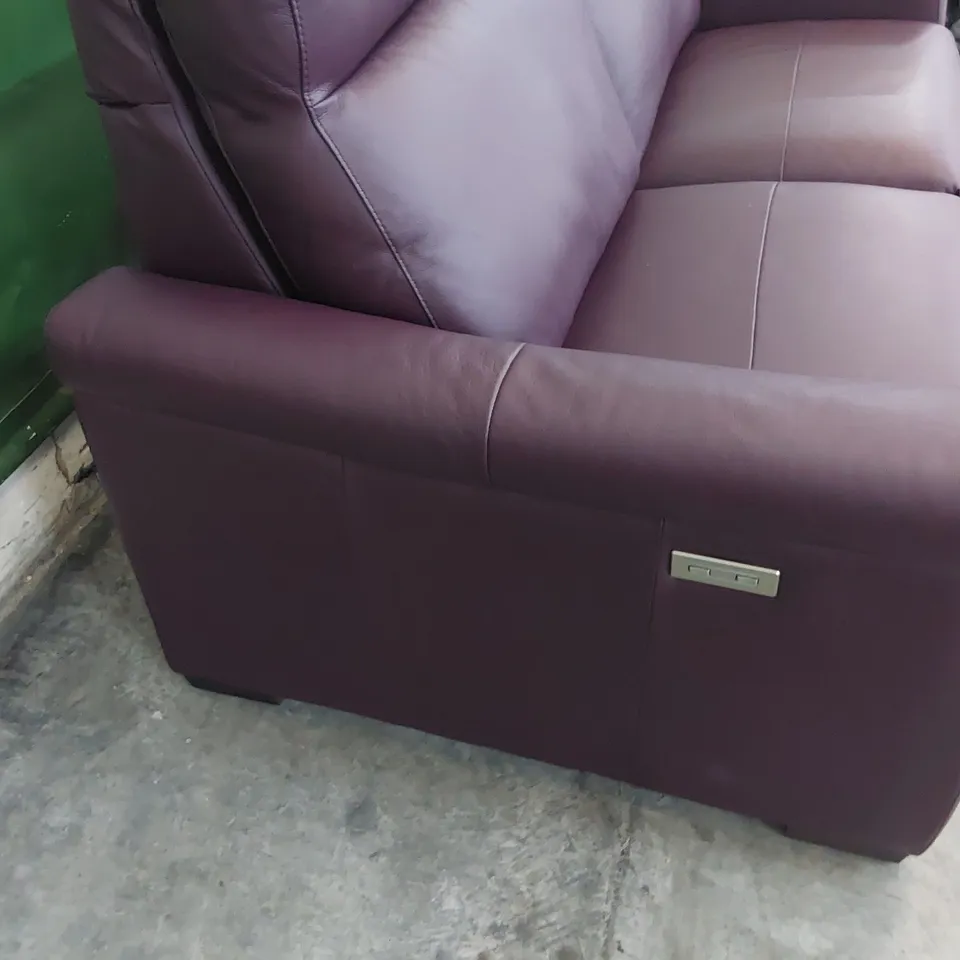 QUALITY ITALIAN DESIGNER ADRIANO POWER RECLINING THREE SEATER SOFA BURGUNDY LEATHER 