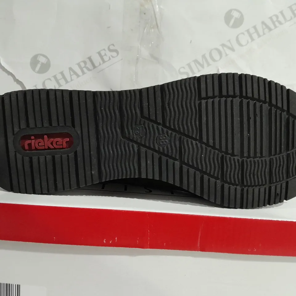 BOXED PAIR OF RIEKER HIGH TOP TRAINER BOOTS, KHAKI - SIZE 6