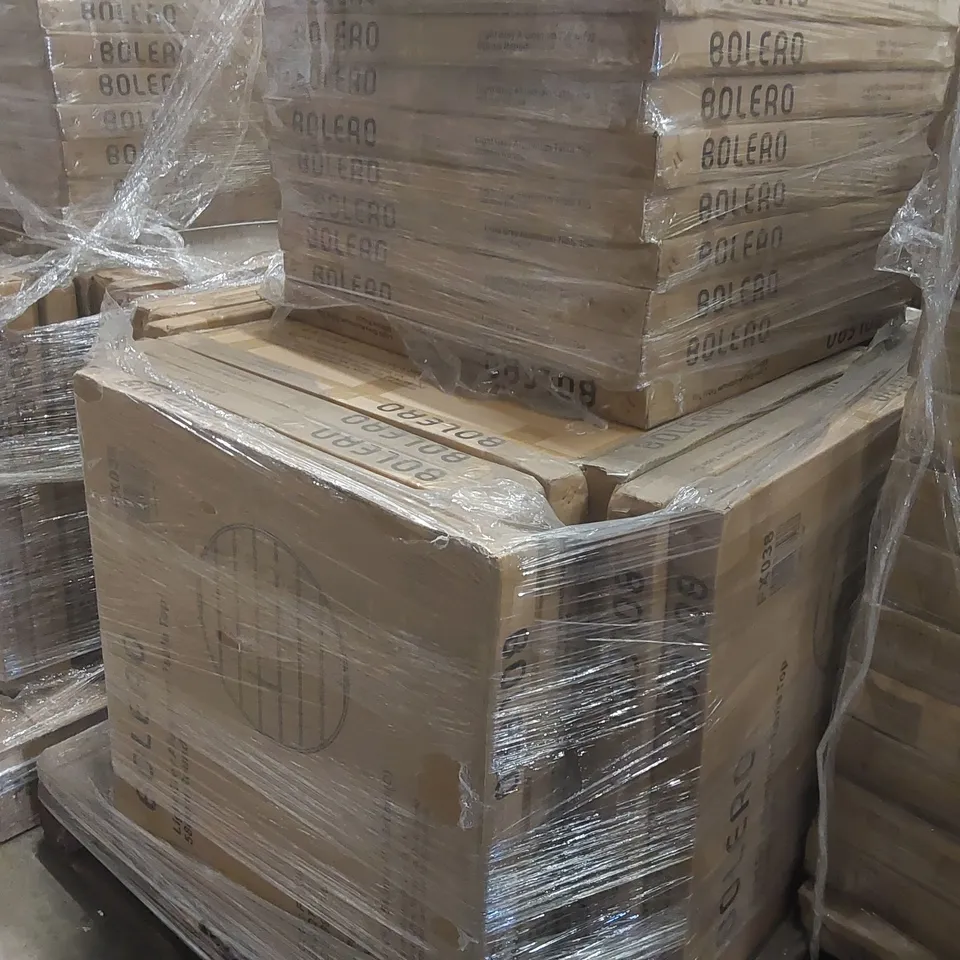 PALLET CONTAINING A VERY LARGE QUANTITY OF BRAND NEW BOXED BOLERO ALUMINIUM TABLE TOPS 