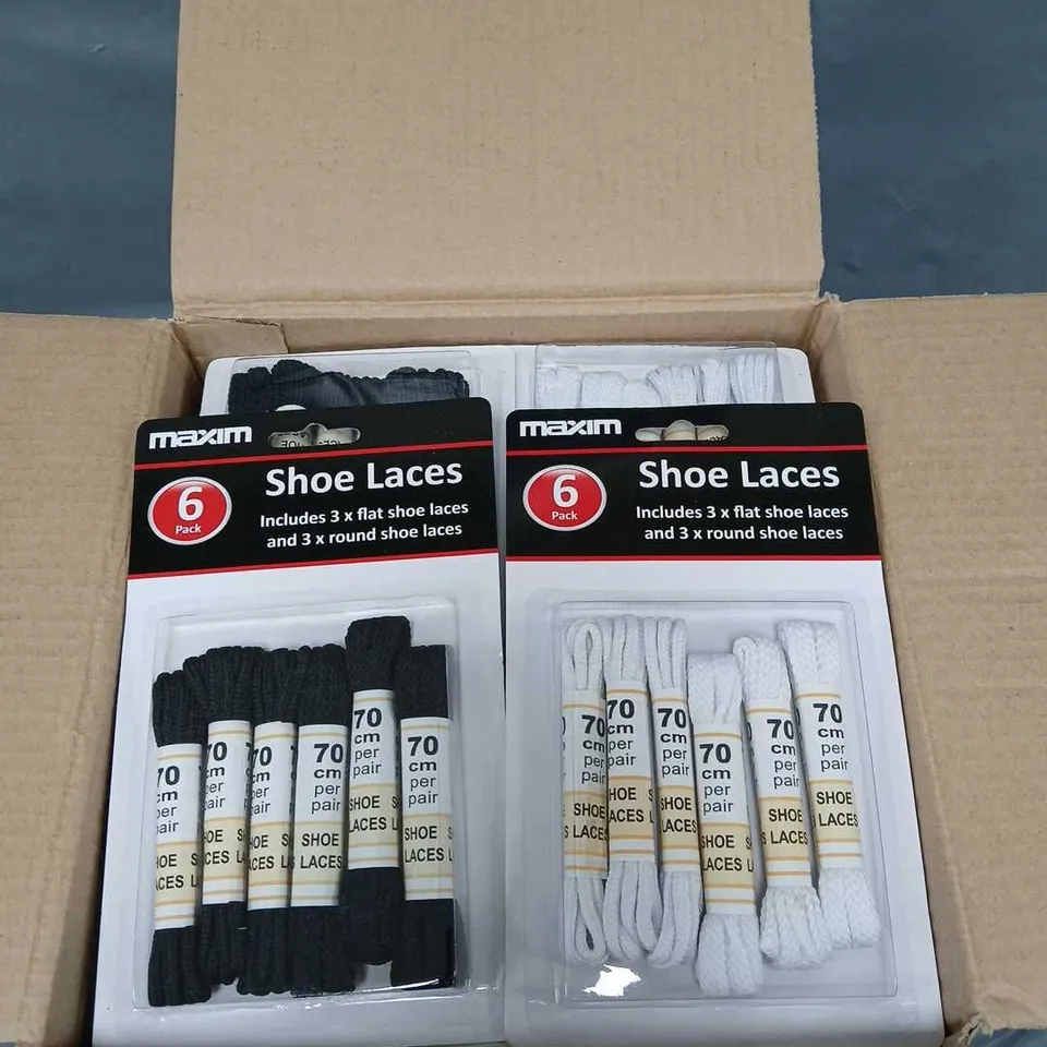 APPROXIMATELY 40 PACKS OF SHOES LACES - BLACK AND WHITE