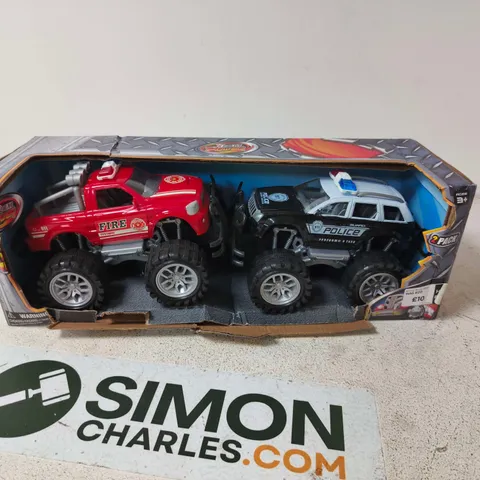 TWO-PACK MONSTER TRUCKS – FIRE & POLICE (TOY CARS)