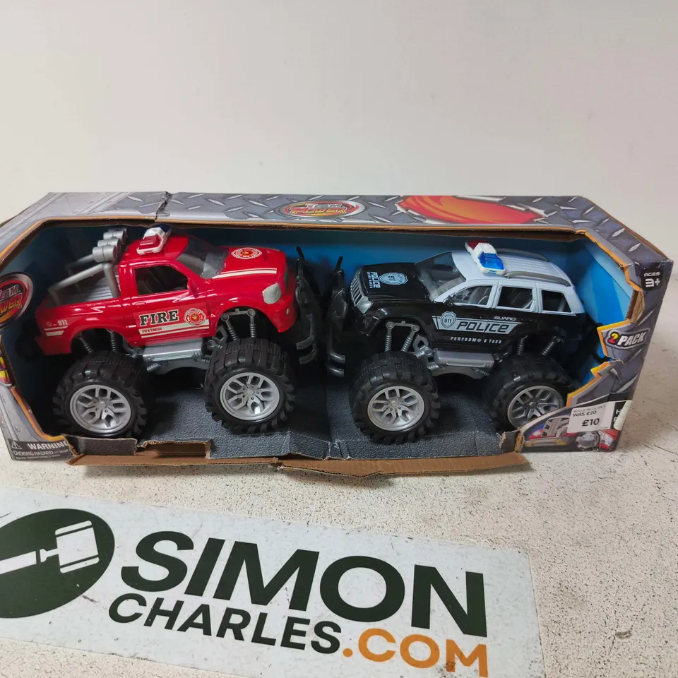 TWO-PACK MONSTER TRUCKS – FIRE & POLICE (TOY CARS)