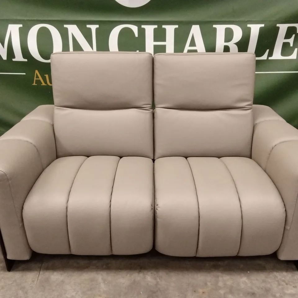 QUALITY DESIGNER ITALIAN MADE CREMA 2 SEATER LEATHER LOVESEAT SOFA