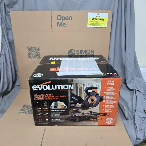 EVOLUTION 210MM SLIDING MITRE SAW – BOXED (R210)