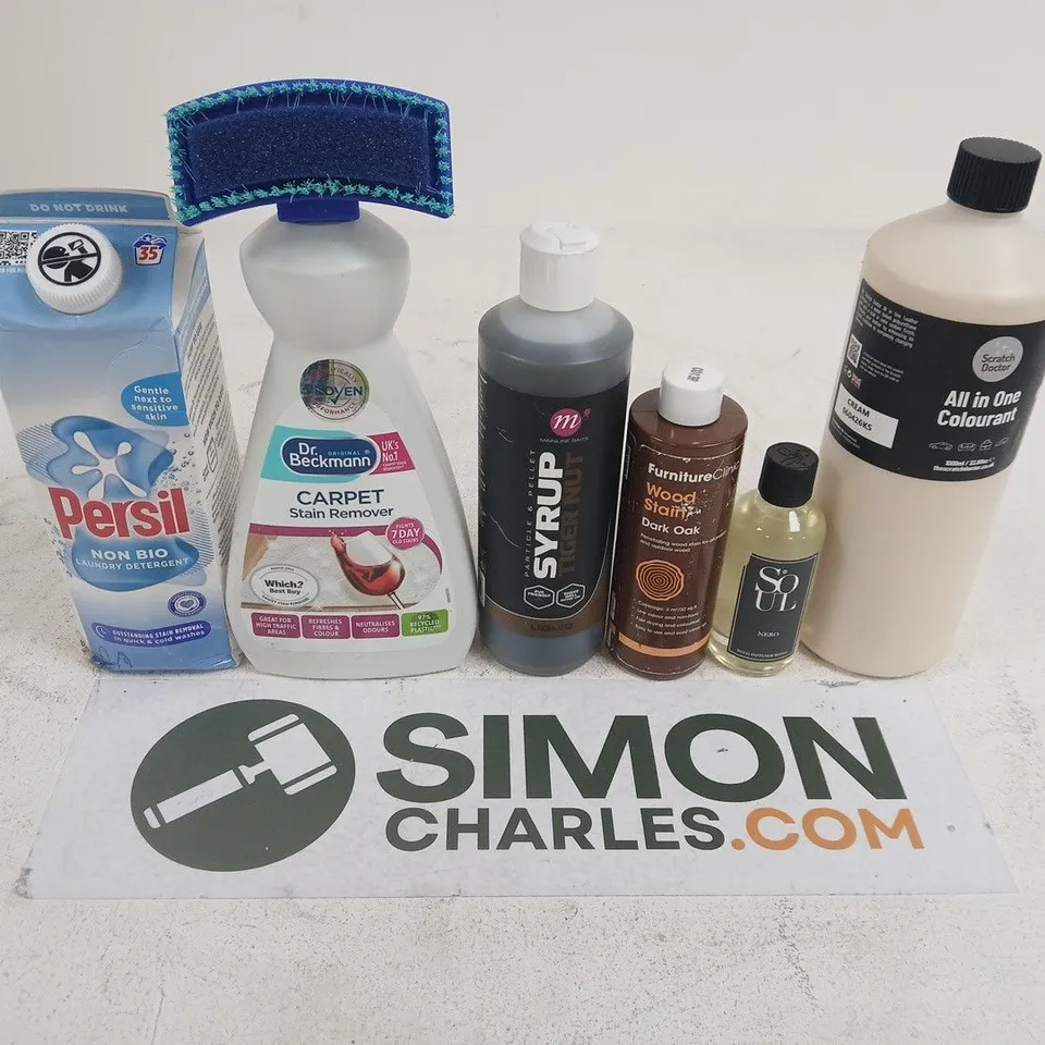 APPROXIMATELY 15 ASSORTED HOUSEHOLD PRODUCTS TO INCLUDE PERSIL , CARPET STAIN REMOVER AND ALL IN ONE COLOURANT 