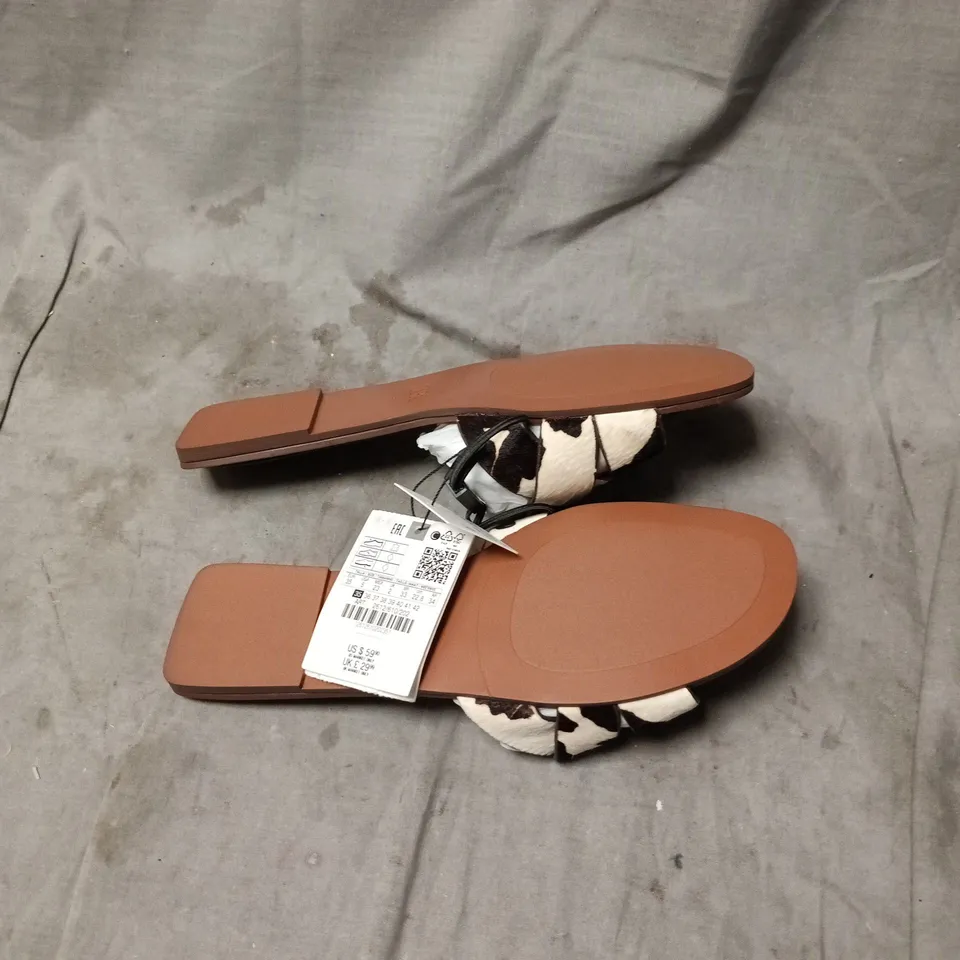 ZARA WOMEN'S COW PRINT SANDALS – BROWN SOLE UK SIZE 2 UNBOXED