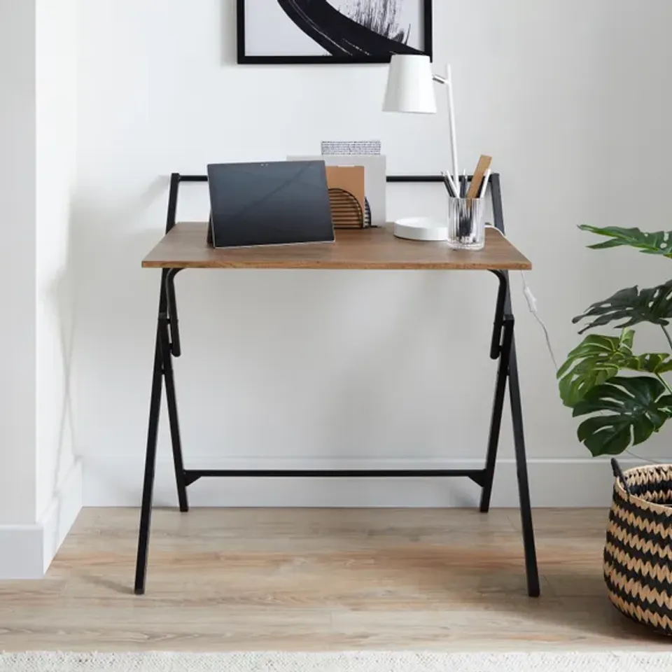 BOXED EVELYN FOLDING DESK - RUSTIC WOOD EFFECT