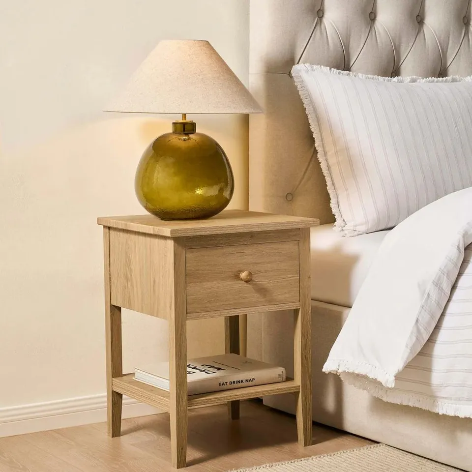 BOXED DUSK NELL 1 DRAWER NIGHTSTAND - LIGHT WOOD (1 BOX)