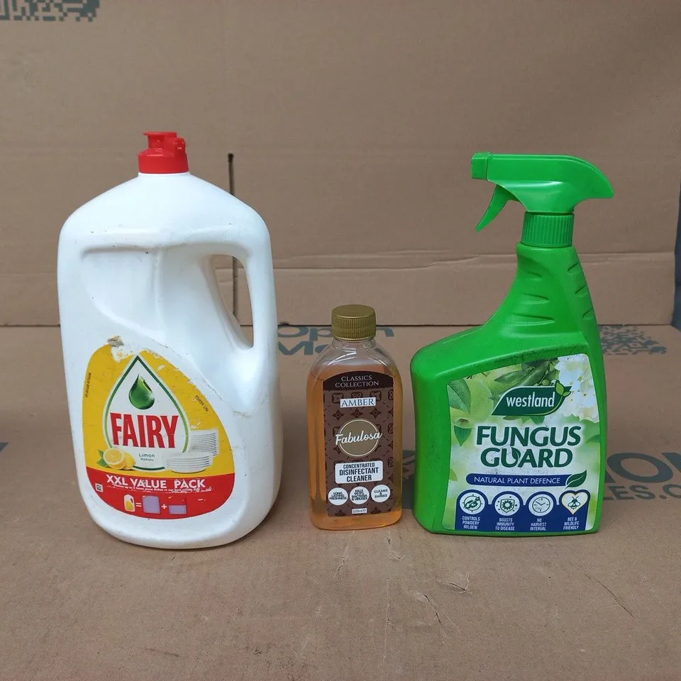 TOTE OF APPROXIMATELY 10 ASSORTED ITEMS TO INCLUDE FAIRY, FABULOSO, WESTLAND FUNGUS GUARD ETC