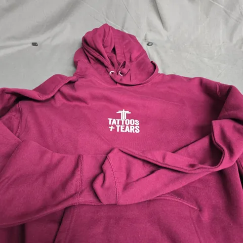 TATTOOS + TEARS HOODIE – BURGUNDY WITH 'BIG BOYS DO CRY' BACK GRAPHIC - XL