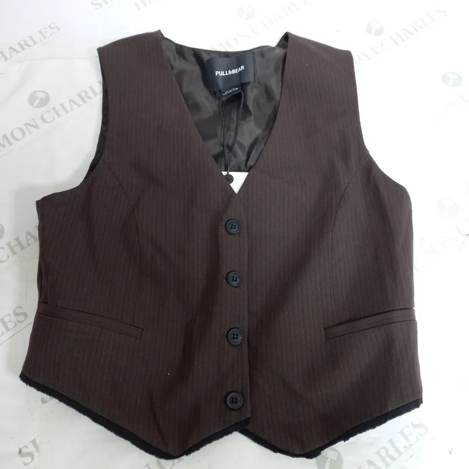 PULL & BEAR BROWN WAISTCOAT - SMALL
