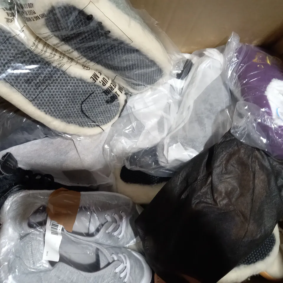 BOX OF APPROXIMATELY 15 ASSORTED PAIRS OF SHOES AND FOOTWEAR ITEMS IN VARIOUS STYLES AND SIZES TO INCLUDE OFFICE GIRL, HACKETT, VIVAIA, ETC
