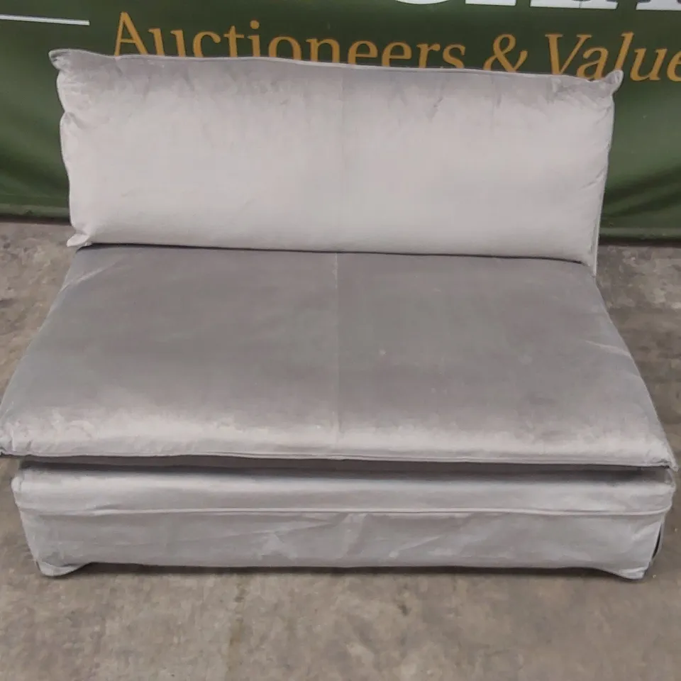 QUALITY DESIGNER 2 SEATER GREY VELVET SOFA 