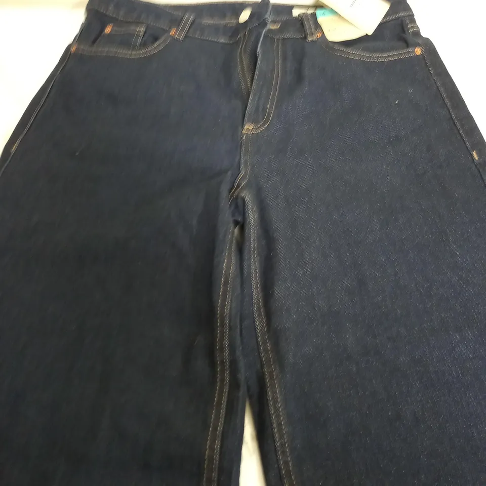 M&S WIDE HIGH RISE JEANS IN NAVY - SIZE 14