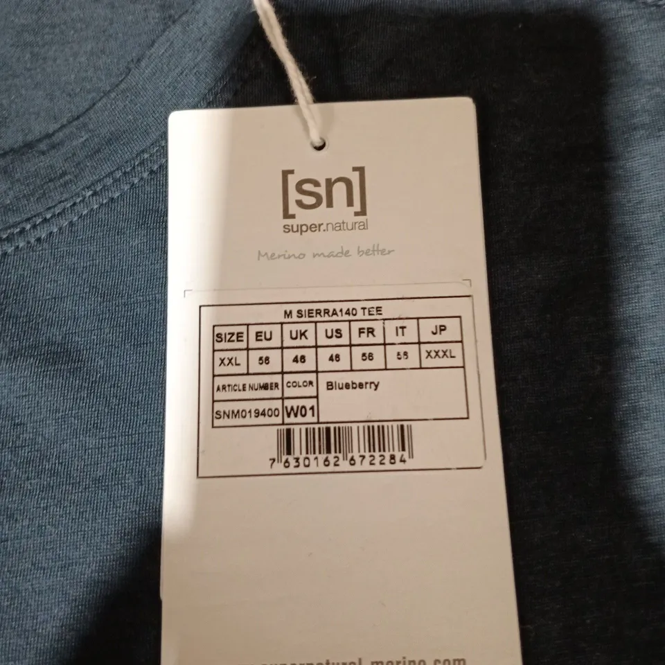SUPER.NATURAL SIERRA140 TEE – MERINO WOOL, BLUEBERRY COLOUR, SIZE M (MEN'S)