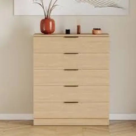 BOXED TREGA 5 DRAWER CHEST - PINE (1 BOX)