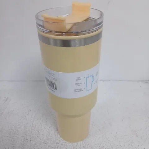 HYDROSIP TRAVEL CUP – STAINLESS STEEL, DOUBLE-WALLED, 1.18L (40OZ) – BEIGE WITH PEACH HANDLE