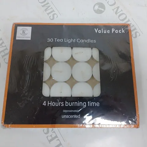 PACK OF 30 UNSCENTED TEA LIGHT CANDLES
