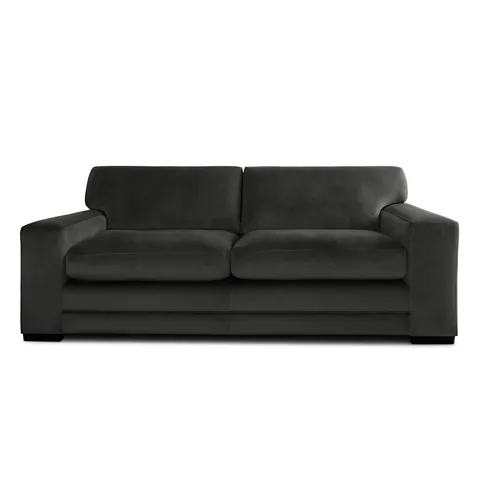BOXED MANHATTAN BLACK THREE SEATER SOFA