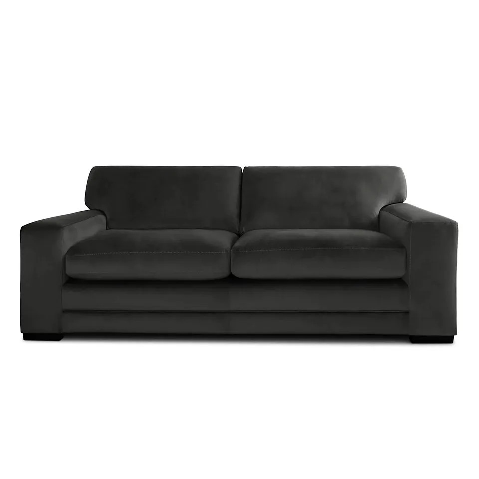 BOXED MANHATTAN BLACK THREE SEATER SOFA