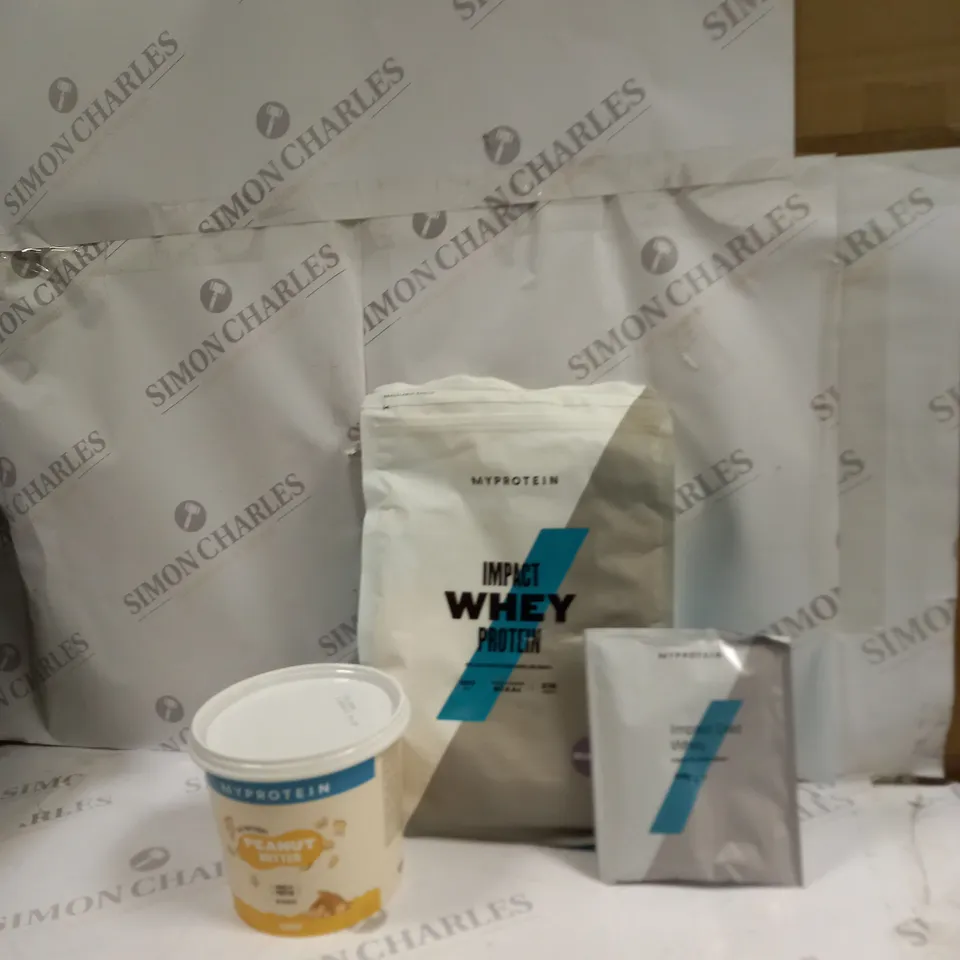 SET OF MYPROTEIN TO INCLUDE 1KG OF PEANUT BUTTER, 1KG OF PROTEIN, 60G PROTEIN 