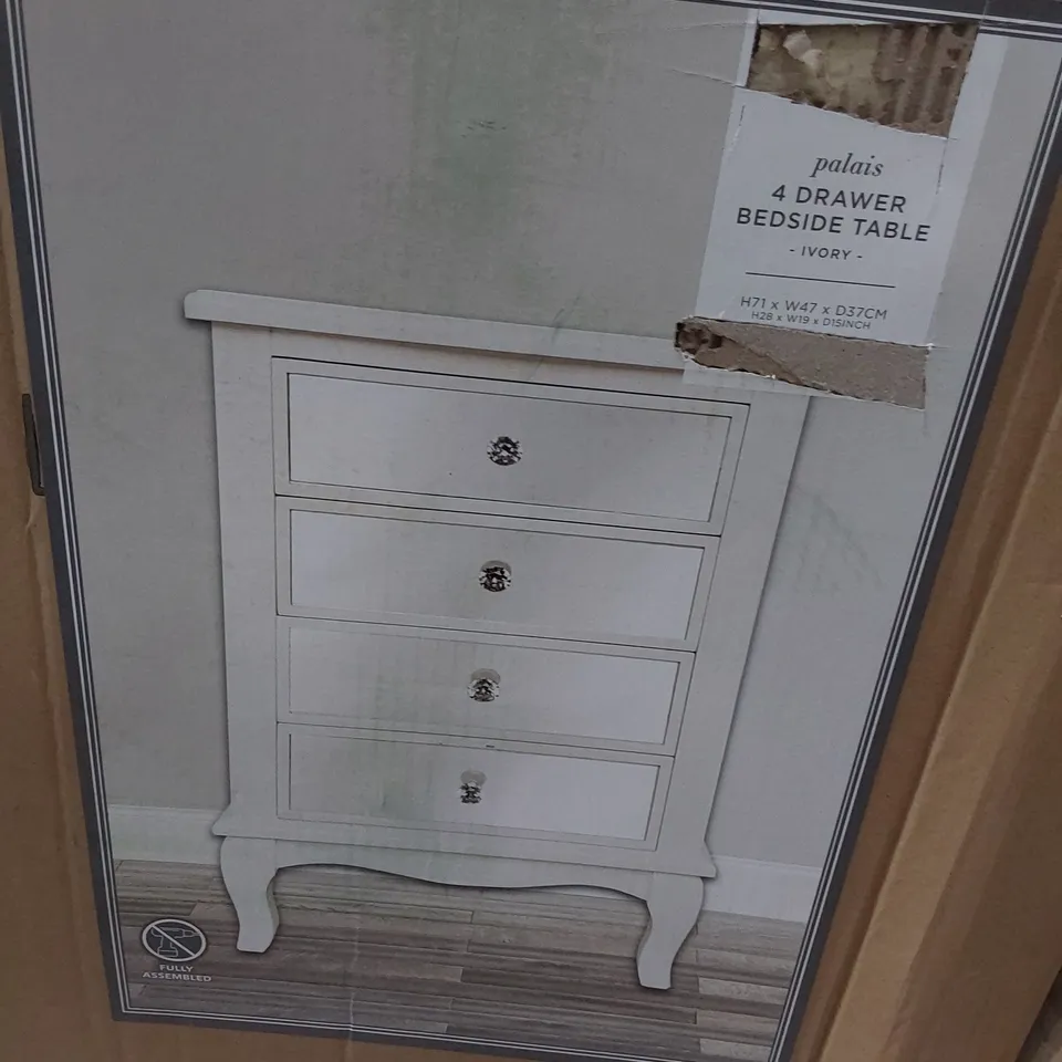 BOXED PALAIS FOUR DRAWER BEDSIDE TABLE