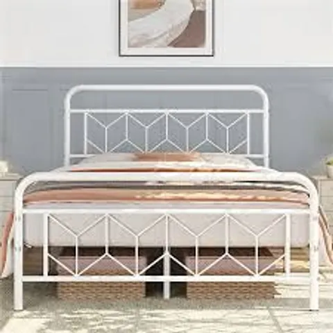 BOXED YAHEETECH BED FRAME - WHITE // SIZE: 135 X 190cm // CODE - 613630 (1 BOX)