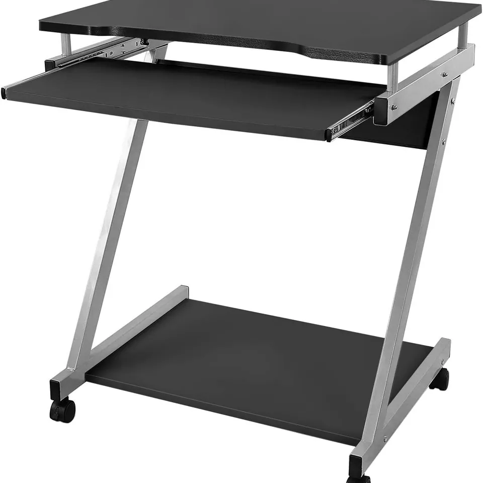 BOXED SONGMICS BLACK OFFICE COMPUTER DESK Z-SHAPED WITH SLIDING KEYBOARD