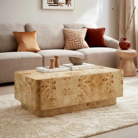 BOXED SEANA COFFEE TABLE BURL WOOD VENEER (1 BOX)