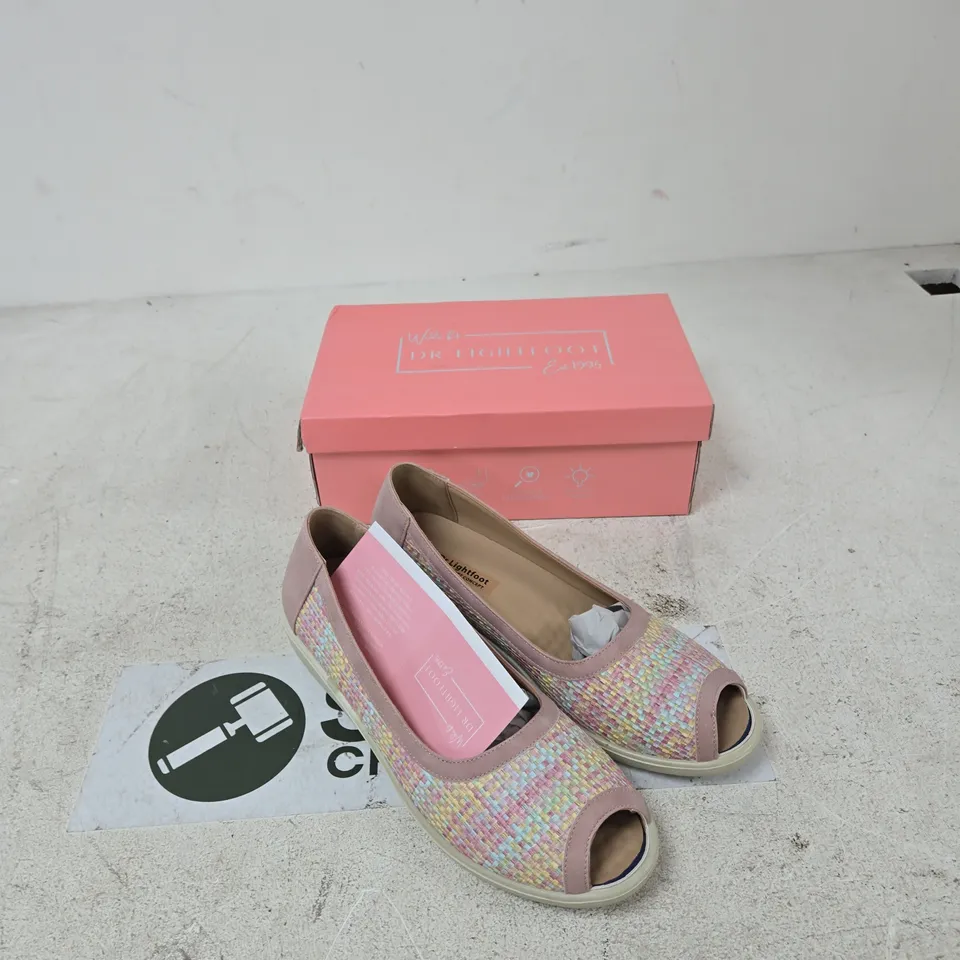 DR LIGHTFOOT WOMEN’S PINK CELINE PEEP-TOE ESPADRILLES – UK 8 (BOXED)