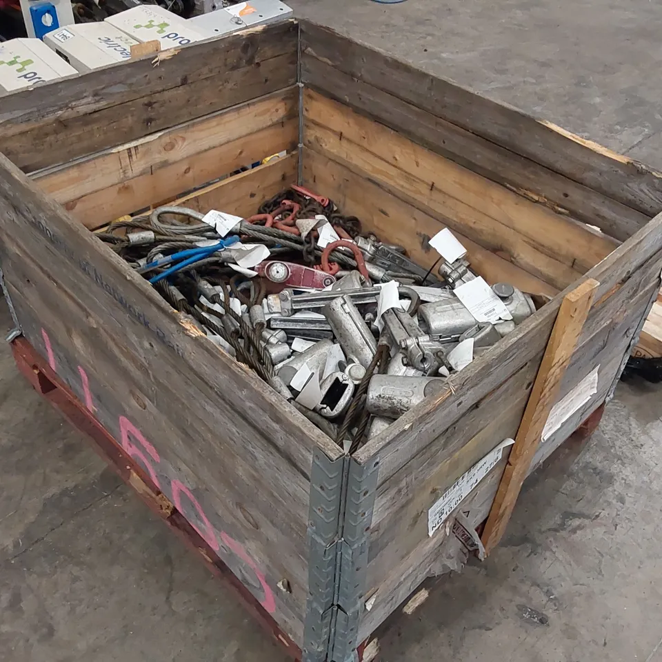 PALLET TO CONTAIN A LARGE QUANTITY OF ASSORTED RAILWAY EQUIPMENT INCLUDING; CLAMP BODIES, LEG WIRES, TYPE C WEDGES, EARTH CABLES ECT.