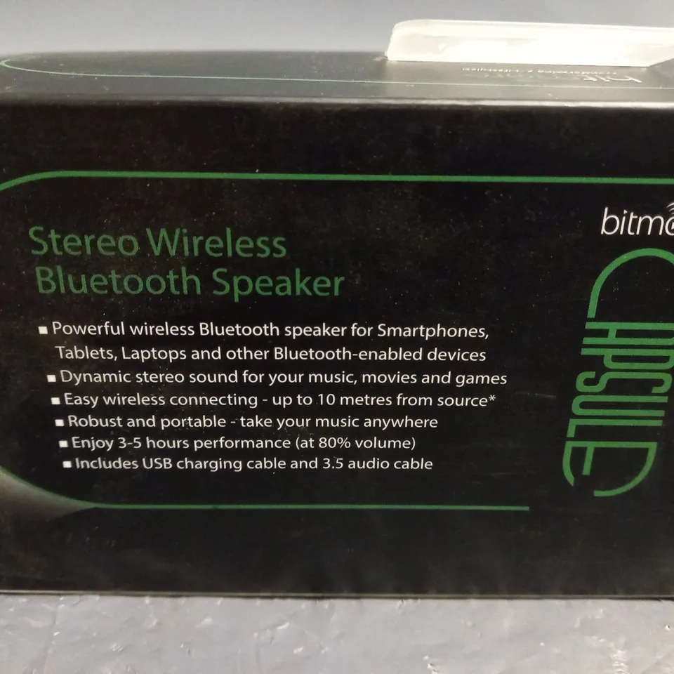 BOXED BITMORE CAPSULE STEREO WIRELESS BLUETOOTH SPEAKER