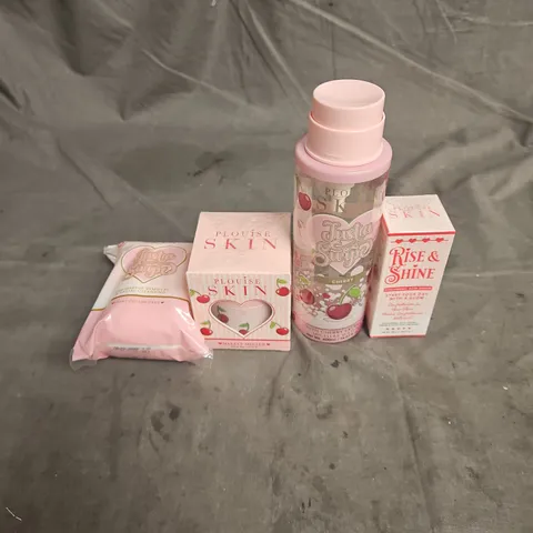 PLOUISE SKIN LOT OF 4 ASSORTED SKINCARE PRODUCTS TO INCLUDE - JUST A SWIPE CHERRY MICELLAR WATER - RISE & SHINE HYALURONIC ACID SERUM - CHERRY MAKEUP MELTER - ETC