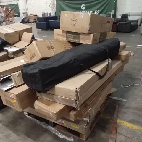 PALLET OF ASSORTED INCOMPLETE FURNITURE PARTS AND PIECES