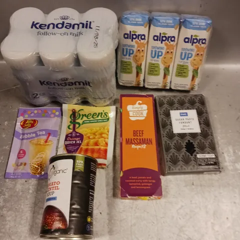 APPROXIMATELY 10 ASSORTED FOOD/DRINK PRODUCTS TO INCLUDE ALPRO DRINKS, SUGAR PASTE FONDANT, KENDAL FOLLOW ON MILK ETC 