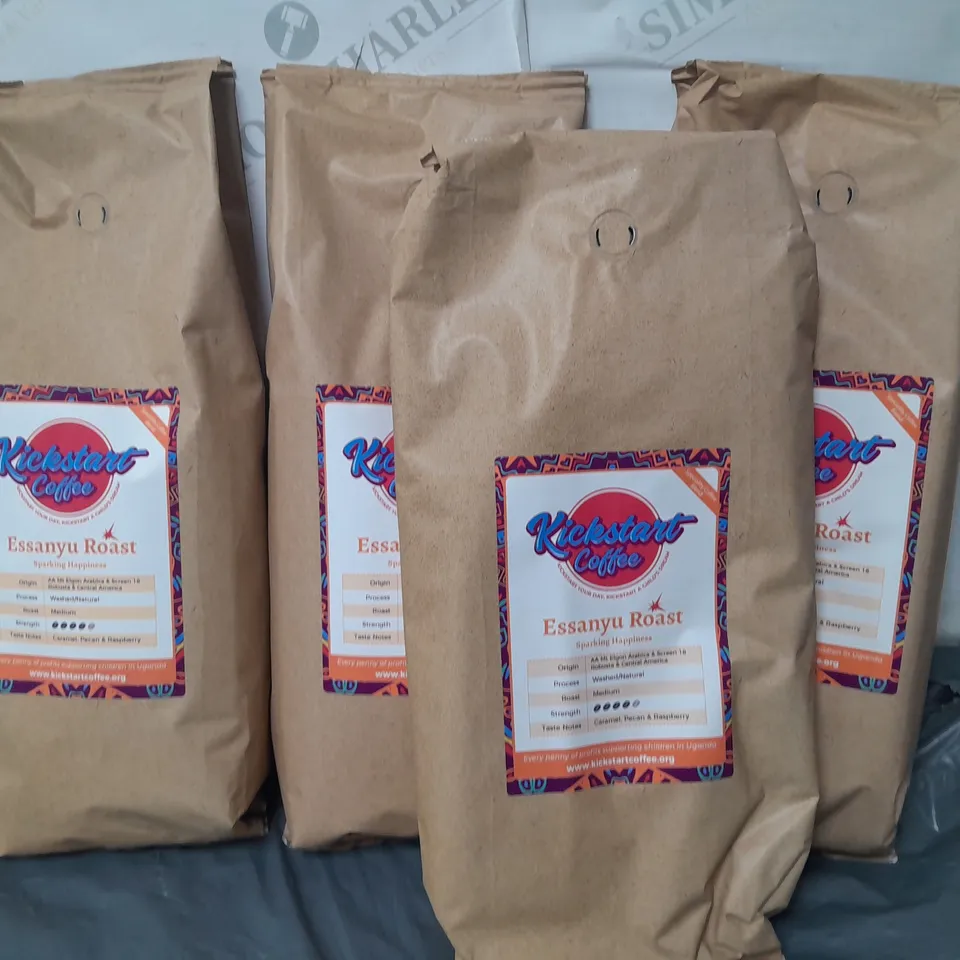 LOT OF 4 KICKSTART COFFEE ESSANYU ROAST WHOLE BEAN COFFEE