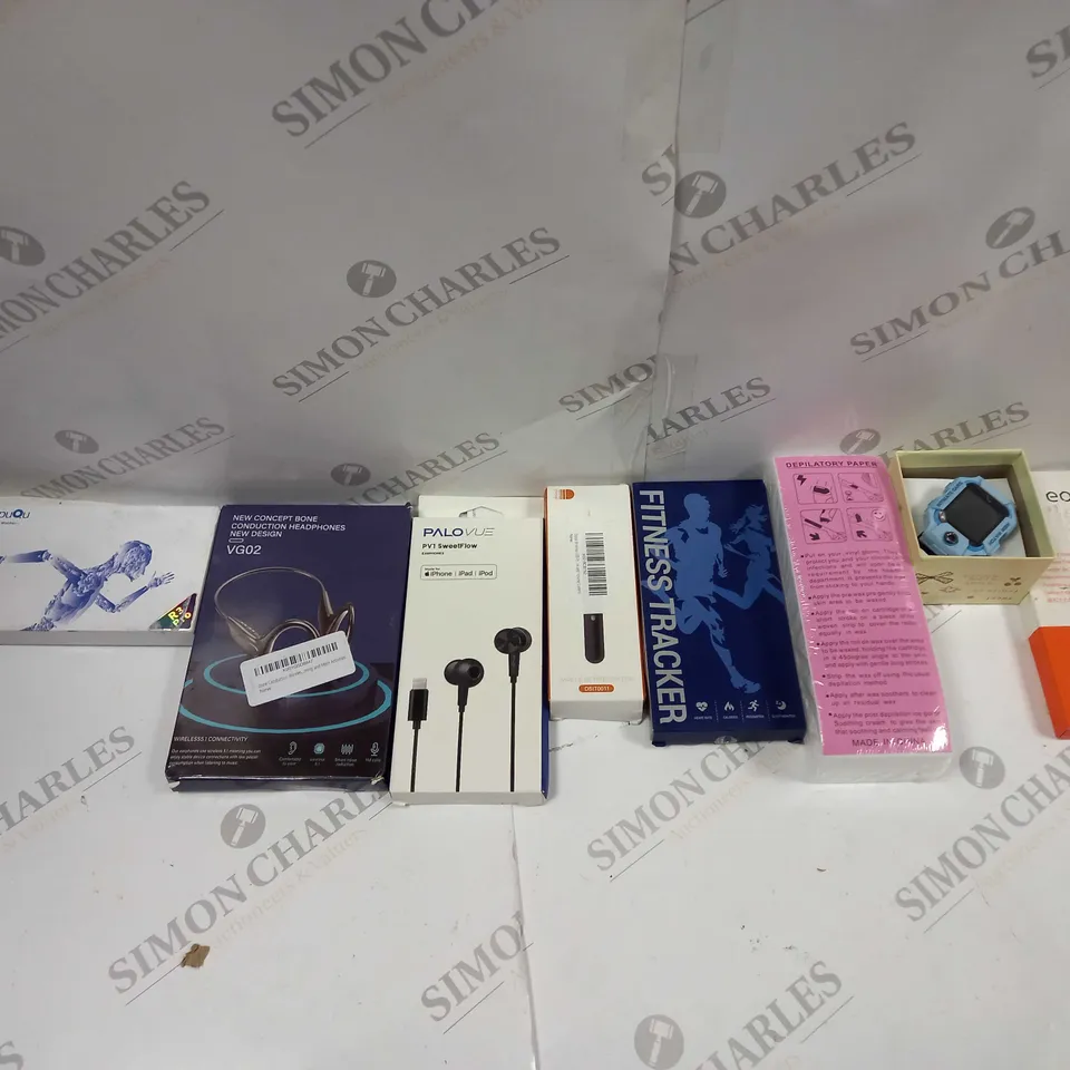 APPROXIMATELY 10 HOUSEHOLD GOODS TO INCLUDE PALOVUE SWEETFLOW, AIRPODS CHARGING CASE, AND FITNESS TRACKER ETC. 