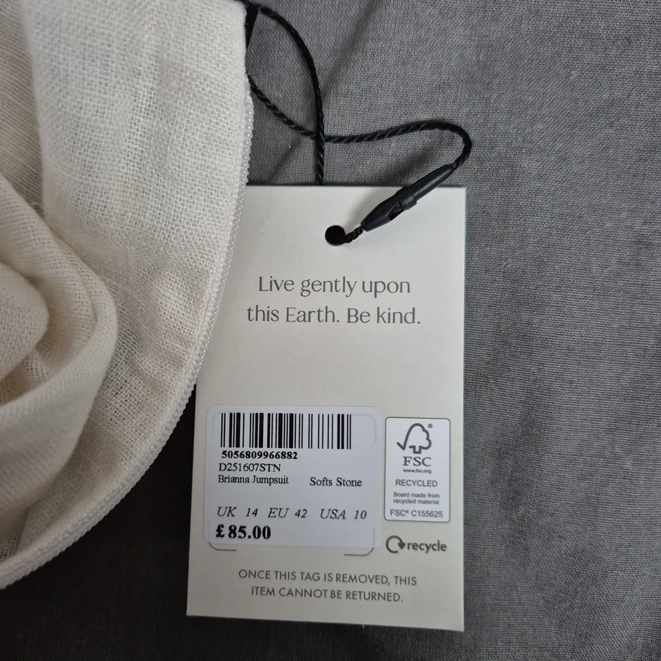 NOBODY'S CHILD BRIANNA JUMPSUIT – SOFT STONE, UK 14