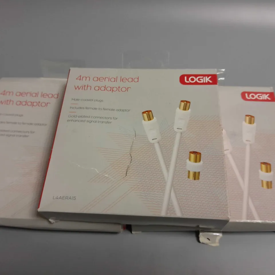 LOT OF 3 LOGIK 4M AERIAL LEAD WITH ADAPTER
