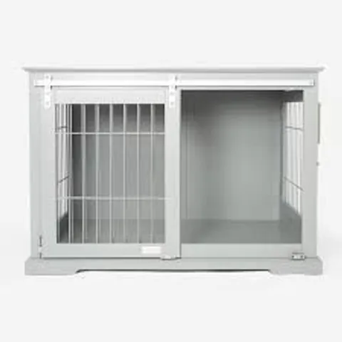 BOXED LORDS AND LABRADORS WOODEN SLIDING DOOR CRATE - GREY (1 BOX)