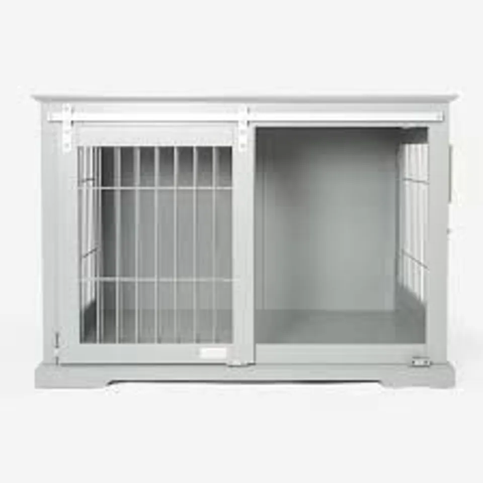 BOXED LORDS AND LABRADORS WOODEN SLIDING DOOR CRATE - GREY (1 BOX)