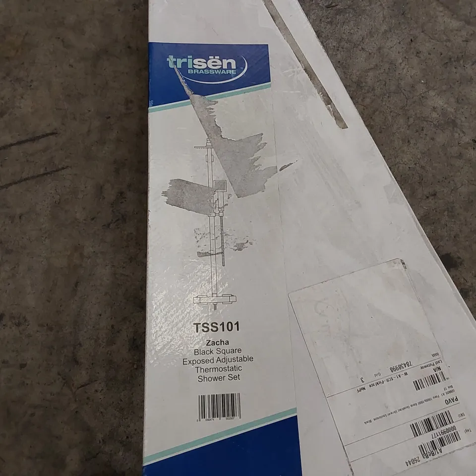 BOXED TRISEN BRASSWARE BLACK SQUARE THERMOSTATIC ADJUSTABLE THERMOSTATIC SHOWER SET 