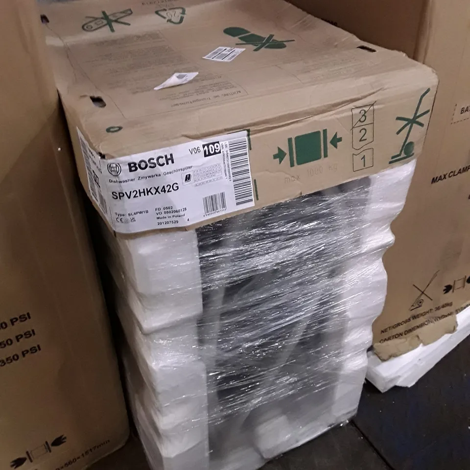 BOSCH SPV2HKX42G SERIES 2 FULLY INTEGRATED SLIMLINE DISHWASHER, 10 PLACE SETTINGS, E RATED - SILVER