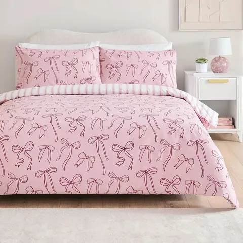 THE VERY COLLECTION BOW PRINT DUVET COVER SET SINGLE