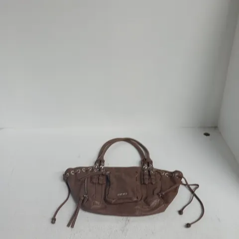 BDG BROWN LEATHER-STYLE SHOULDER BAG – FRONT LOGO
