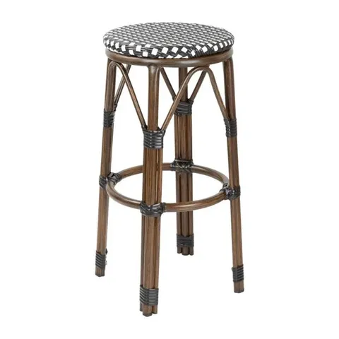 BOXED BOLERO PARISIAN STYLE PE RATTAN BAR STOOLS BLACK DOT MIX - PACK (1 BOX)