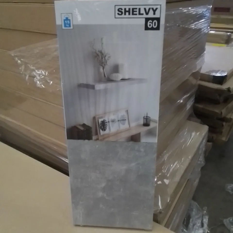 BRAND NEW AND BOXED SHELVY-60 SET OF 5 WALL SHELFS - COLOUR: STRUCTURED CONCRETE (1 BOX)
