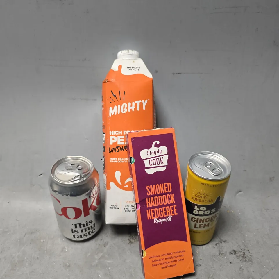 APPROXIMATELY 10 ASSORTED FOOD & DRINK ITEMS TO INCLUDE - DIET COKE , SIMPLY COOK SMOKED HADDOCK KEDGEREE ETC