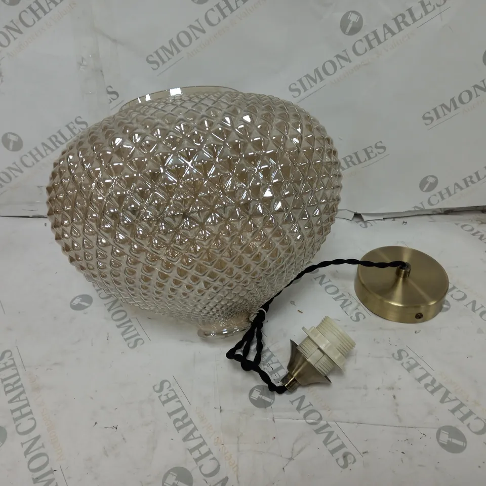 BOXED GALLERY DIRECT MANUKA CEILING PENDANT LIGHT CLEAR CHAMPAGNE GLASS